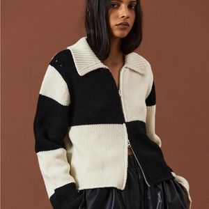 Source Unknown Double Zip-UP Knit Cardigan